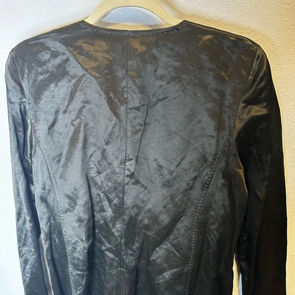 Eileen Fisher Olive Green Silk Linen Long Sleeves Duster dark green medium - Picture 12 of 12